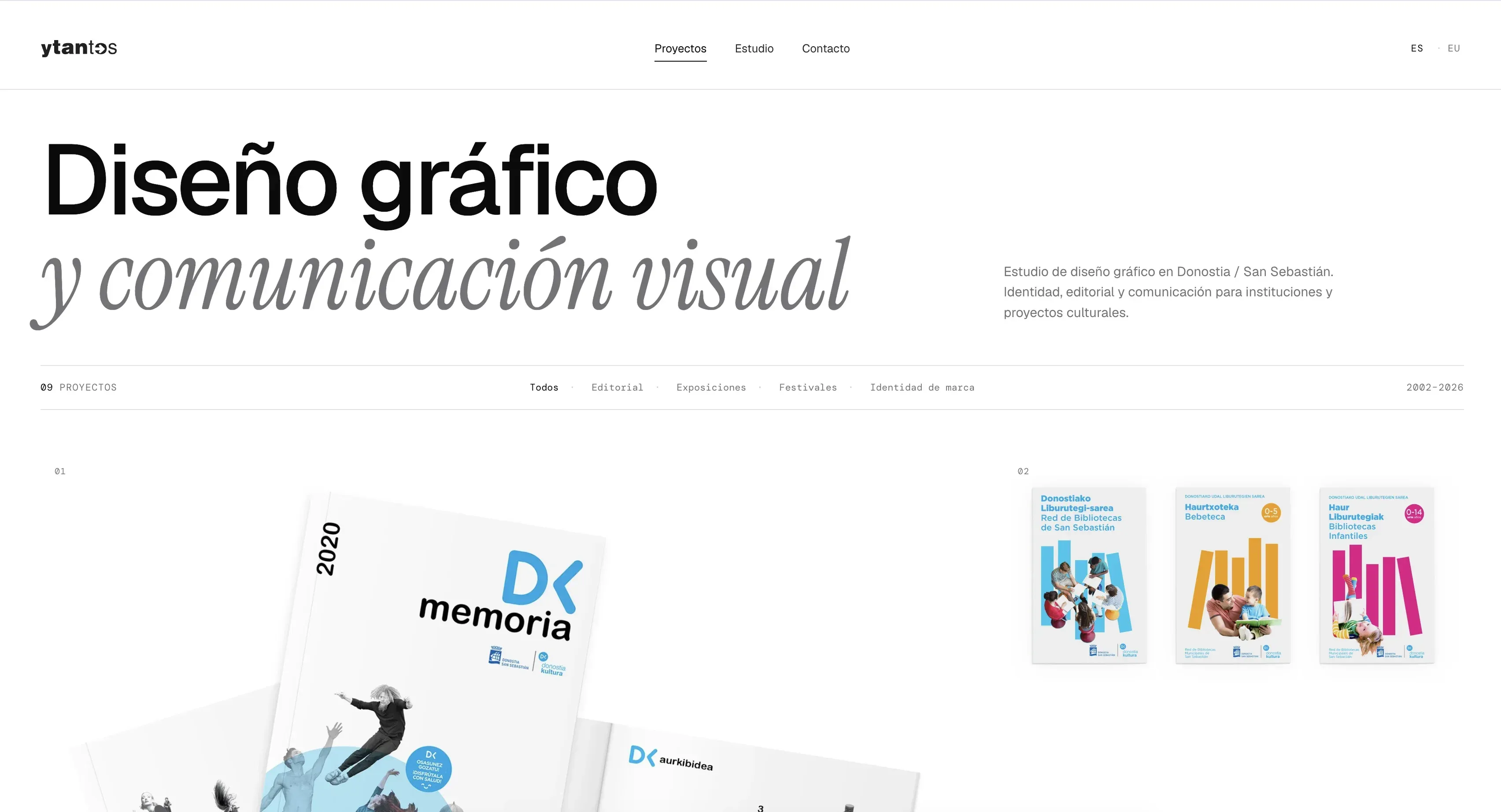 Home de la web del estudio de diseño ytantos